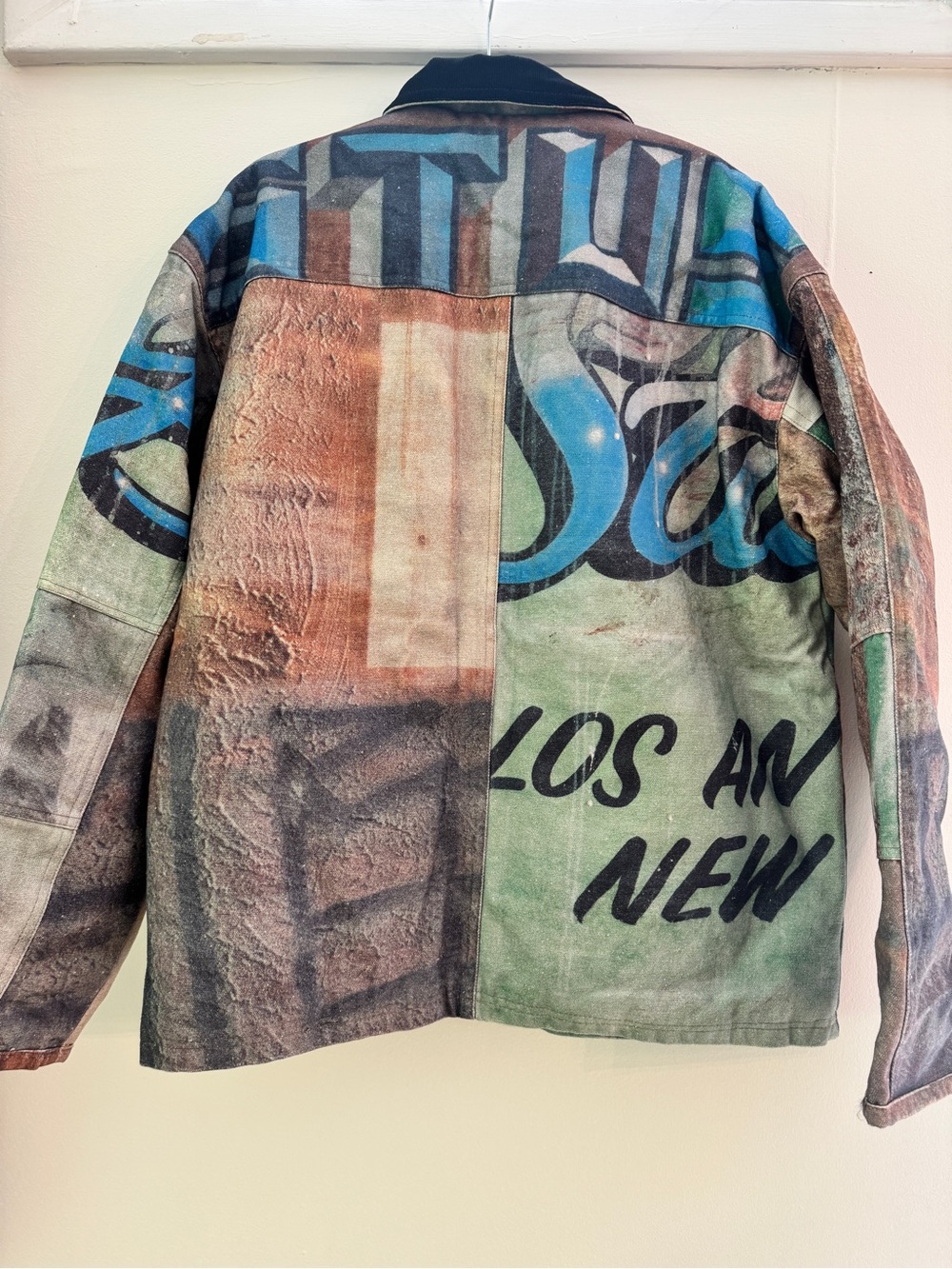 Stussy Multicolor Graphic Field Jacket with Black Corduroy Collar - Picture 2 of 6